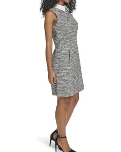 Calvin Klein Sleeveless Tweed Aline with Collar Women's