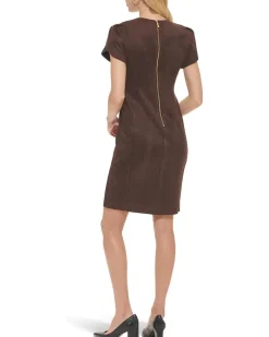 Calvin Klein Suede Tulip Sleeve Sheeth Women's
