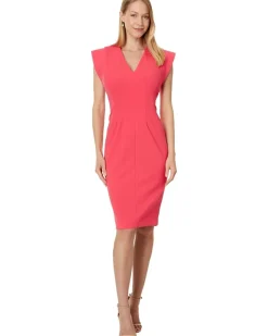 Calvin Klein V-Neck Sheath with Extended Sleeve Detail Women's
