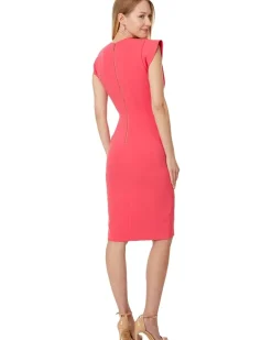 Calvin Klein V-Neck Sheath with Extended Sleeve Detail Women's