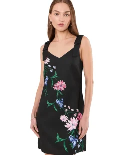 CeCe Bow Strap Placement Print Midi Dress Women's