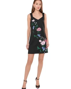CeCe Bow Strap Placement Print Midi Dress Women's