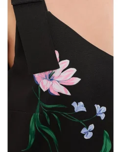 CeCe Bow Strap Placement Print Midi Dress Women's