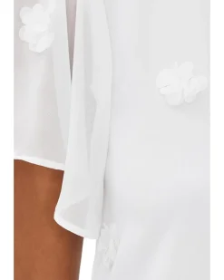 CeCe 3D Flower Applique Crew Neck Top Women's