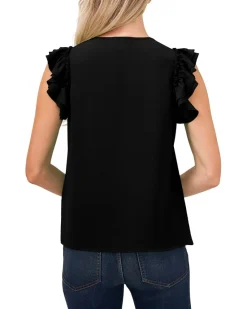CeCe Double Ruffle Button Front Blouse Women's