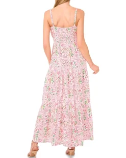 CeCe Floral Spaghetti Strap Tiered Midi Dress Women's