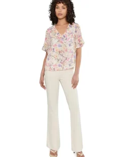 CeCe Flutter Sleeve Ruffled Short Sleeve Top Women's