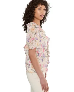CeCe Flutter Sleeve Ruffled Short Sleeve Top Women's