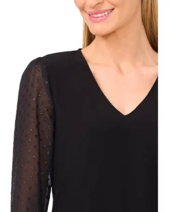 CeCe Mixed Media 3/4 Sleeve Knit Top Women's