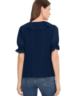 CeCe Ruffled Pintuck Elbow Sleeve Top Women's