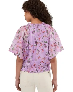 CeCe Ruffle Raglan Keyhole Tie Top Women's