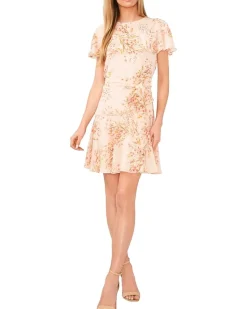 CeCe Ruffle Yoke Waist Tie Dress Women's
