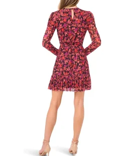 CeCe Shirred Long Sleeve Waist Tie Dress Women's