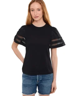 CeCe Short Sleeve Combo Cotton Trim Sleeve Women's