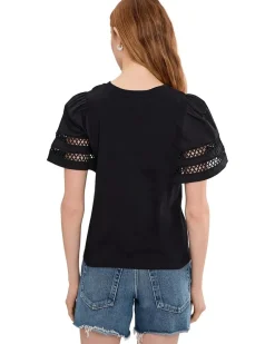 CeCe Short Sleeve Combo Cotton Trim Sleeve Women's