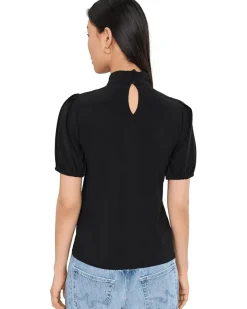 CeCe Short Sleeve Tie Neck Bow Knit Top Women's