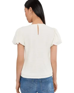 CeCe Textured Knit Bubble Sleeve Top Women's