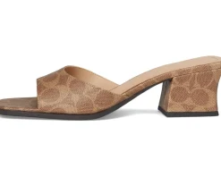 COACH Sculpted C Coated Canvas Block Heel Sandals Women's