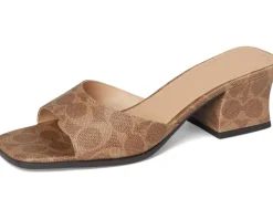 COACH Sculpted C Coated Canvas Block Heel Sandals Women's