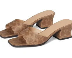 COACH Sculpted C Coated Canvas Block Heel Sandals Women's