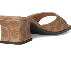 COACH Sculpted C Coated Canvas Block Heel Sandals Women's