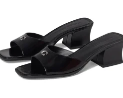 COACH Sculpted C Leather Block Heel Sandals Women's