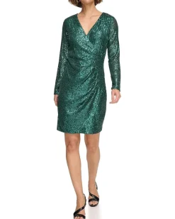 DKNY Sequin Side Ruched Dress Women's