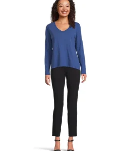 Elliott Lauren Garment Dye Tees - Long Sleeve V-Neck Knit Top Women's