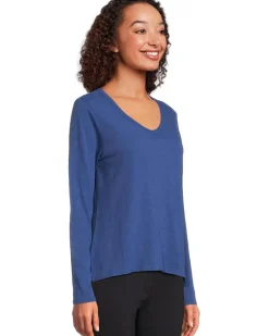 Elliott Lauren Garment Dye Tees - Long Sleeve V-Neck Knit Top Women's