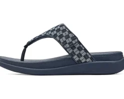 FitFlop F-Mode Go Adj. Checkerboard-Denim Toe-Post Sandals Women's