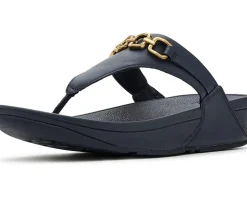 FitFlop Lulu Square-Chain Leather Toe-Post Sandals Women's