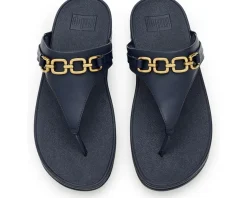 FitFlop Lulu Square-Chain Leather Toe-Post Sandals Women's