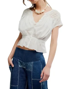 Free People Glimmer Embroidered Top Women's