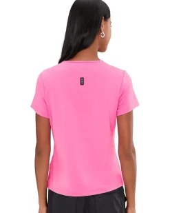 Jamie Sadock Crew Neck Pocket Lux Fabric Pink Women's