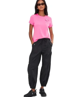 Jamie Sadock Crew Neck Pocket Lux Fabric Pink Women's