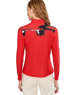 Jamie Sadock Flare Print Long Sleeve Sunsense 1/4 Zip Top Women's
