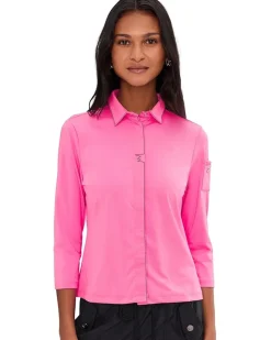 Jamie Sadock Full Zip Front Pointed Collar Contoured Seams Women's