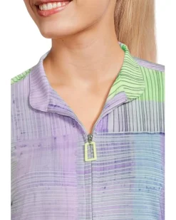 Jamie Sadock Long Sleeve Tartan Print Sunsense 1/4 Zip Top Women's