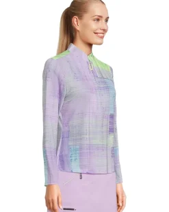Jamie Sadock Long Sleeve Tartan Print Sunsense 1/4 Zip Top Women's