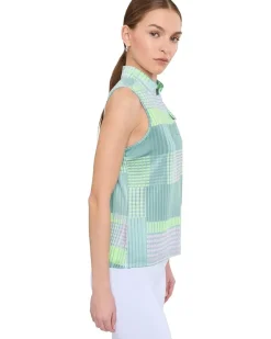 Jamie Sadock Mad Plaid Sleeveless Print Top Women's
