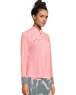 Jamie Sadock Raindrops Print Long Sleeve Sunsense Top Women's