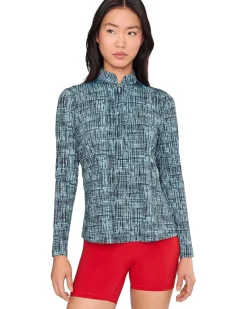Jamie Sadock Sunsense Grid Print Long Sleeve Quarter Zip Women's