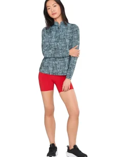 Jamie Sadock Sunsense Grid Print Long Sleeve Quarter Zip Women's
