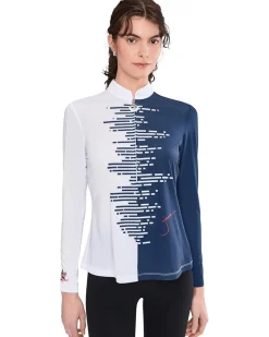 Jamie Sadock Sunsense Positive-Negative Split Tone Long Sleeve Top Women's