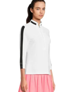 Jamie Sadock Textured Ottoman 3/4 Sleeve 1/4 Zip Top Women's