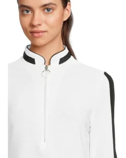Jamie Sadock Textured Ottoman 3/4 Sleeve 1/4 Zip Top Women's