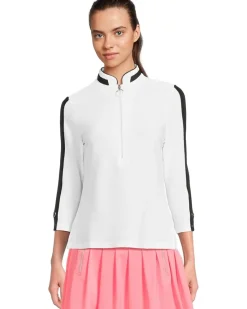 Jamie Sadock Textured Ottoman 3/4 Sleeve 1/4 Zip Top Women's