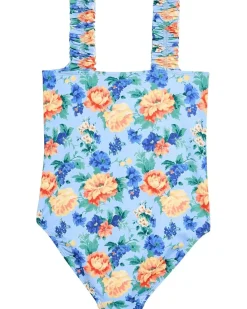 Janie and Jack Blue Floral Onepiece Swimsuit (Toddler/Little Kid/Big Kid)