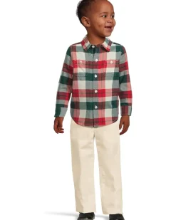 Janie and Jack Plaid Twill Button Down Shirt (Infant)