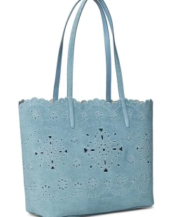 Kate Spade New York Do It All Spade Flower Perforated Denim Large Tote Bag